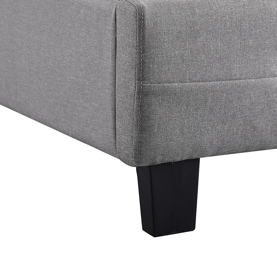 Idimex Lit simple REVE, 90 x 190 cm, capitonné avec sommier, revêtement en tissu gris Sale