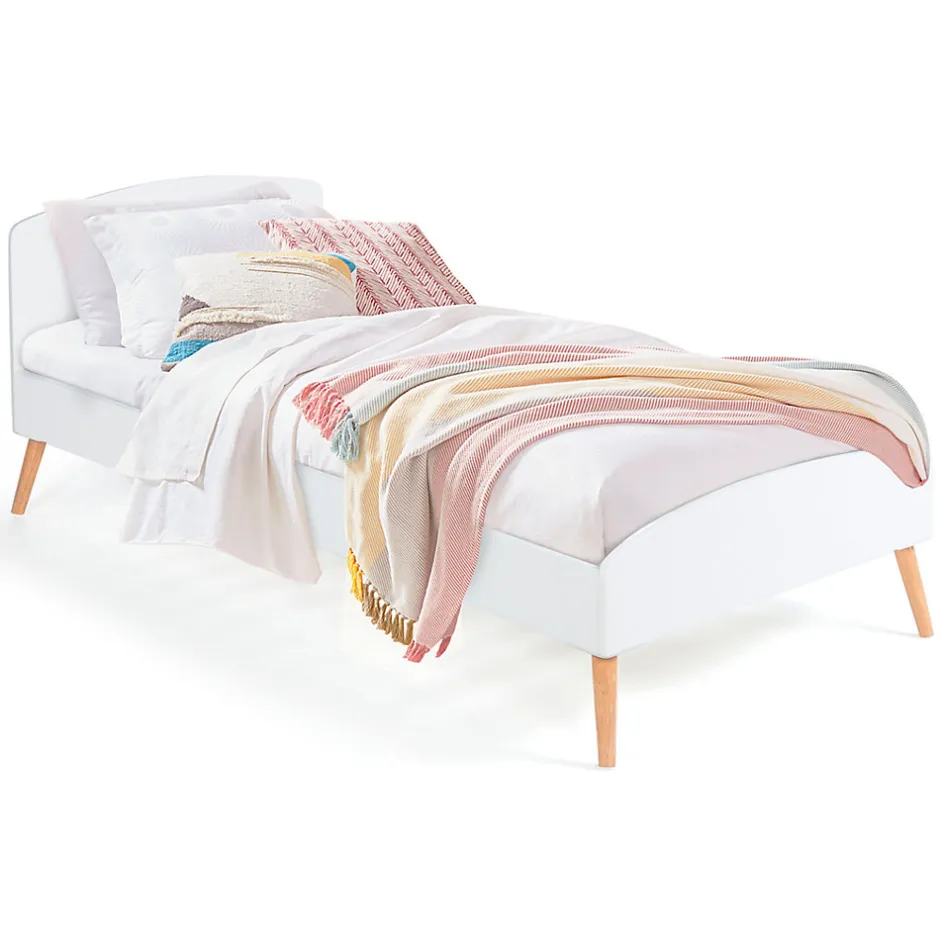 IDMarket Lit simple scandinave 90 x 190 CM SOREN bois et blanc