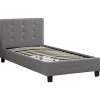 Idimex Lit simple TICO, 90 x 190 cm, capitonné avec sommier, revêtement en tissu gris Outlet