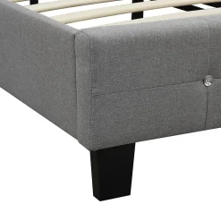Idimex Lit simple TICO, 90 x 190 cm, capitonné avec sommier, revêtement en tissu gris Outlet