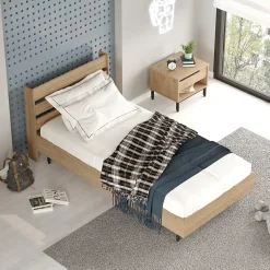 [En.Casa] Lit simple Vesanto 100 x 200 cm effet chêne noir en.casa