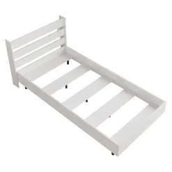 [En.Casa] Lit simple Vesanto 100 x 200 cm blanc noir en.casa