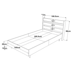 [En.Casa] Lit simple Vesanto 100 x 200 cm blanc noir en.casa
