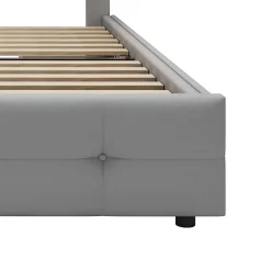 Okwish Lit Simple 90x200 cm - avec 2 Tiroirs et Éclairage LED, Lit Confortable en Lin Gris, Rangement Sous Le Lit, Sans Matelas New