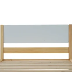 Okwish Lit Simple 90x200 cm - Lit Ado ou Adulte Sans Matelas - Bois de Pin Massif - Blanc et Naturel
