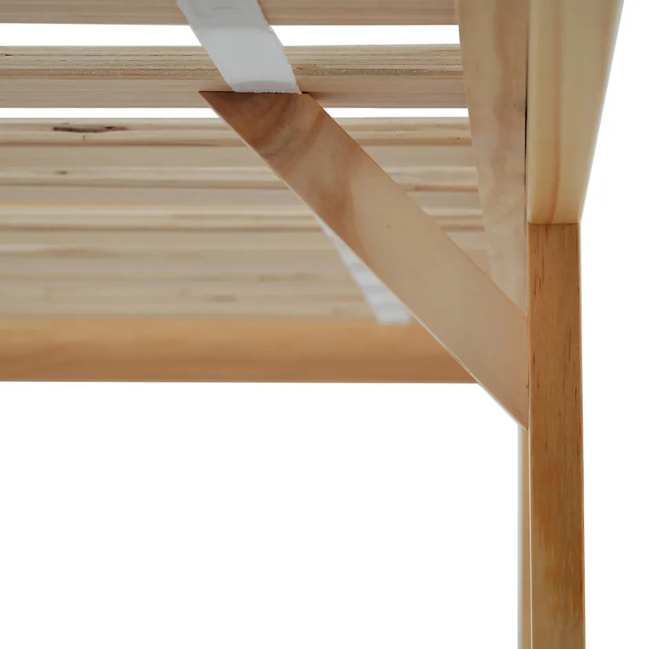 Okwish Lit Simple 90x200 cm - Lit Ado ou Adulte Sans Matelas - Bois de Pin Massif - Blanc et Naturel
