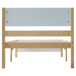 Okwish Lit Simple 90x200 cm - Lit Ado ou Adulte Sans Matelas - Bois de Pin Massif - Blanc et Naturel