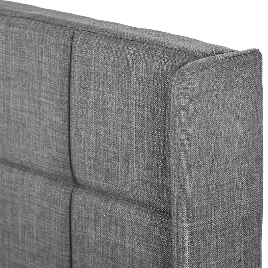 Okwish Lit simple 90x200 cm - Lit adulte capitonné avec sommier à lattes - Lin - Sans Matelas - Gris