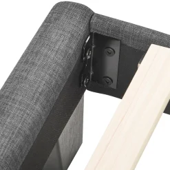 Okwish Lit simple 90x200 cm - Lit adulte capitonné avec sommier à lattes - Lin - Sans Matelas - Gris
