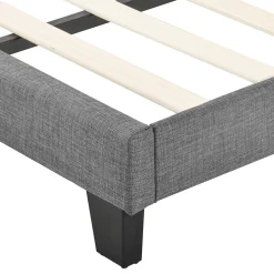 Okwish Lit simple 90x200 cm - Lit adulte capitonné avec sommier à lattes - Lin - Sans Matelas - Gris