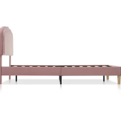 Okwish Lit simple 90x190 cm - Lit capitonné avec tête de lit LED réglable - Velours - Sans Matelas - Rose Sale