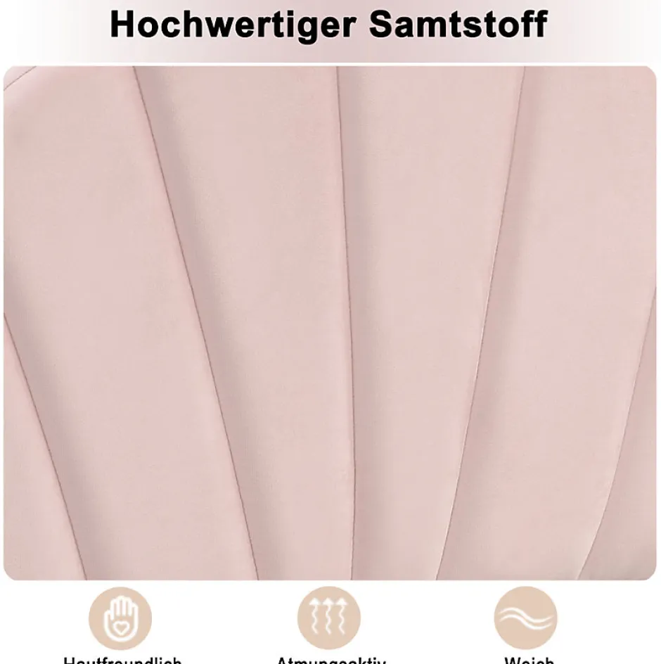 Okwish Lit Simple 90x200 cm - Lit Capitonné en Velours avec Tête de Lit Coquillage et Banquette de Rangement - Sans Matelas - Rose