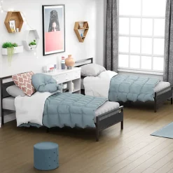 Okwish Lit Simple 90x200 cm - Lit en Métal Noir Robuste Gain de Place pour Petite Chambre - Sans Matelas Clearance