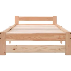 Okwish Lit Simple 90x200 cm - Lit Futon Naturel avec Tête de Lit en Bois Massif - Sommier Inclus - Minimaliste Scandinave - Sans Matelas