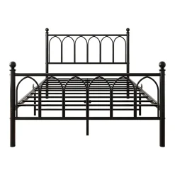Okwish Lit Simple 120x200 cm - Lit Métal Ado Vintage avec LED et Ports USB, Barres Acier Renforcées, Sans Matelas - Métal Noir