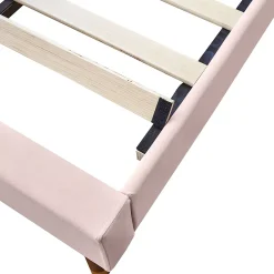 Okwish Lit Simple 90x200 cm - Lit Rembourré ado - Velours - Sans Matelas - Rose Outlet