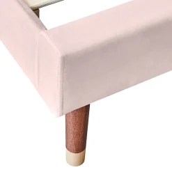 Okwish Lit Simple 90x200 cm - Lit Rembourré ado - Velours - Sans Matelas - Rose Outlet