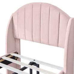 Okwish Lit Simple 90x200 cm - Lit Rembourré ado - Velours - Sans Matelas - Rose Outlet