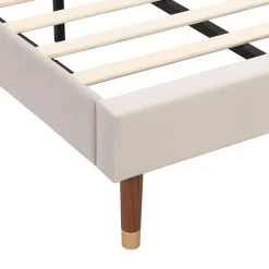 Okwish Lit Simple 90x200 cm - Lit Rembourré ado - Velours - Sans Matelas - Beige Hot