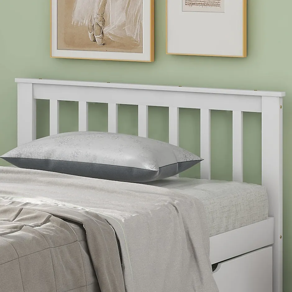 Okwish Lit Simple 90x200 cm Bois - Lit Ado ou Adulte avec Rangement Intégré sous le Sommier - Sans Matelas - Bois de Pin + MDF - Blanc