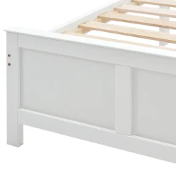 Okwish Lit Simple 90x200 cm Bois - Lit Ado ou Adulte avec Rangement Intégré sous le Sommier - Sans Matelas - Bois de Pin + MDF - Blanc