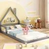 ProximaX Lit Simple 90x200 cm en Pin Massif Gris, Design Minimaliste, Confort et Sécurité pour Chambre