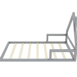 ProximaX Lit Simple 90x200 cm en Pin Massif Gris, Design Minimaliste, Confort et Sécurité pour Chambre