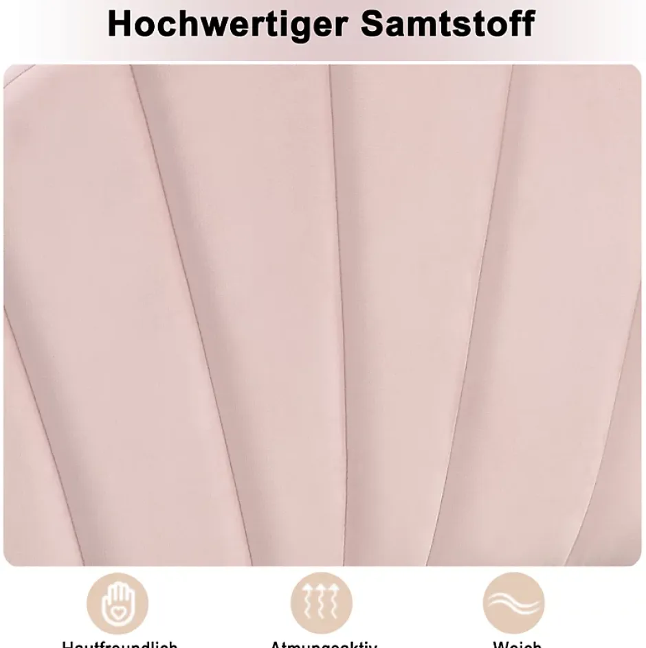 Okwish Lit simple 90x200 cm, Lit Capitonné avec Tête de Lit Coquillage Réglable et Pieds Dorés - Rose, Sans Matelas Online