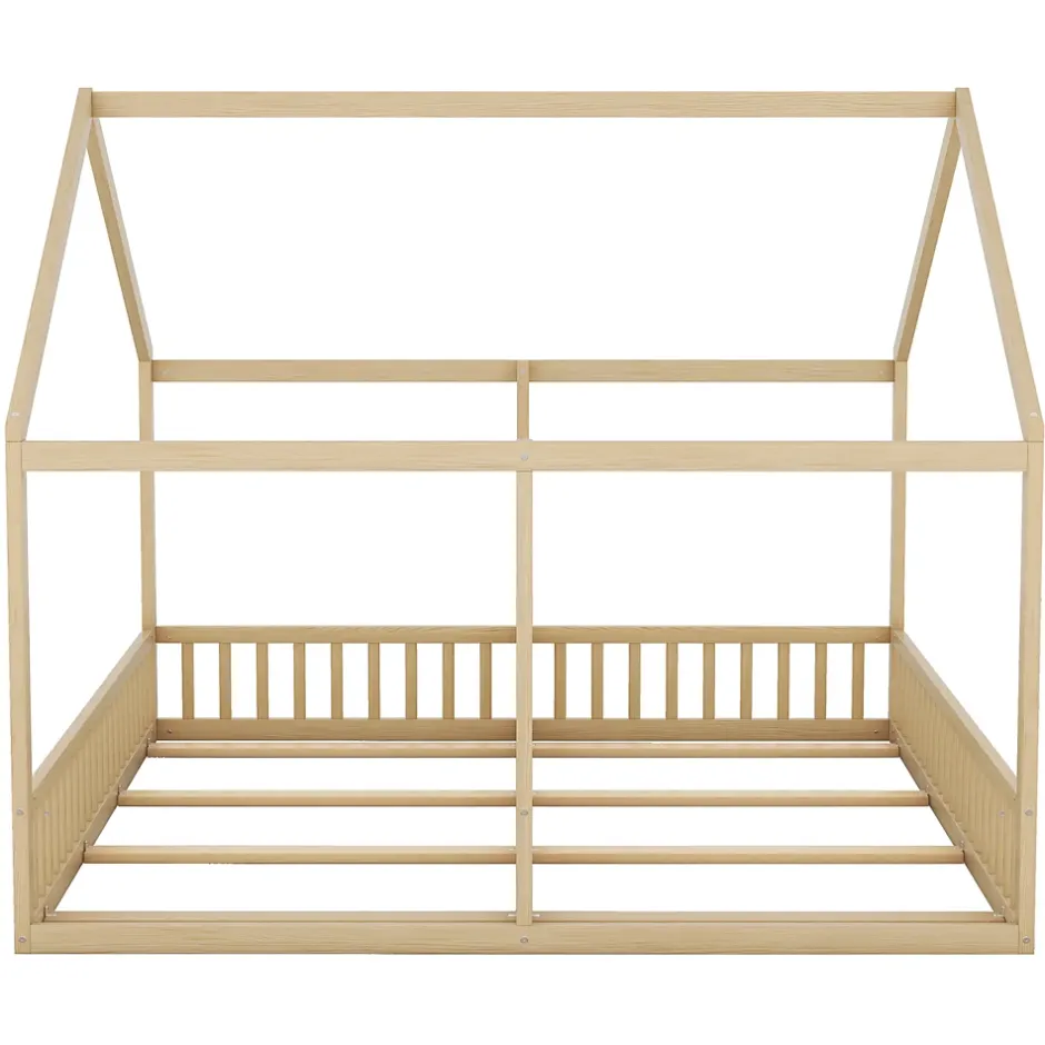 ProximaX Lit simple 90x200 cm modèle maison naturel, lit bas 2-en-1 pour enfants et adolescents, design ludique et multifonction Discount