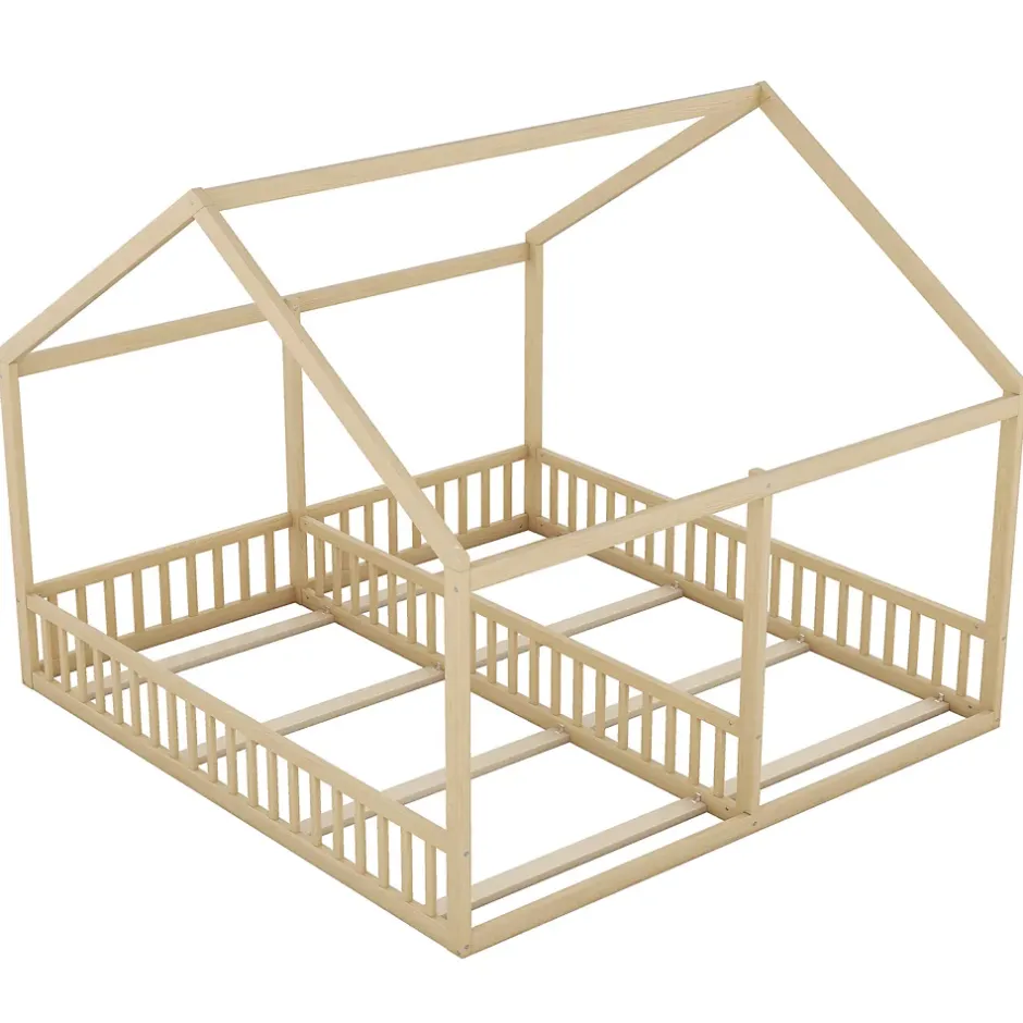 ProximaX Lit simple 90x200 cm modèle maison naturel, lit bas 2-en-1 pour enfants et adolescents, design ludique et multifonction Discount