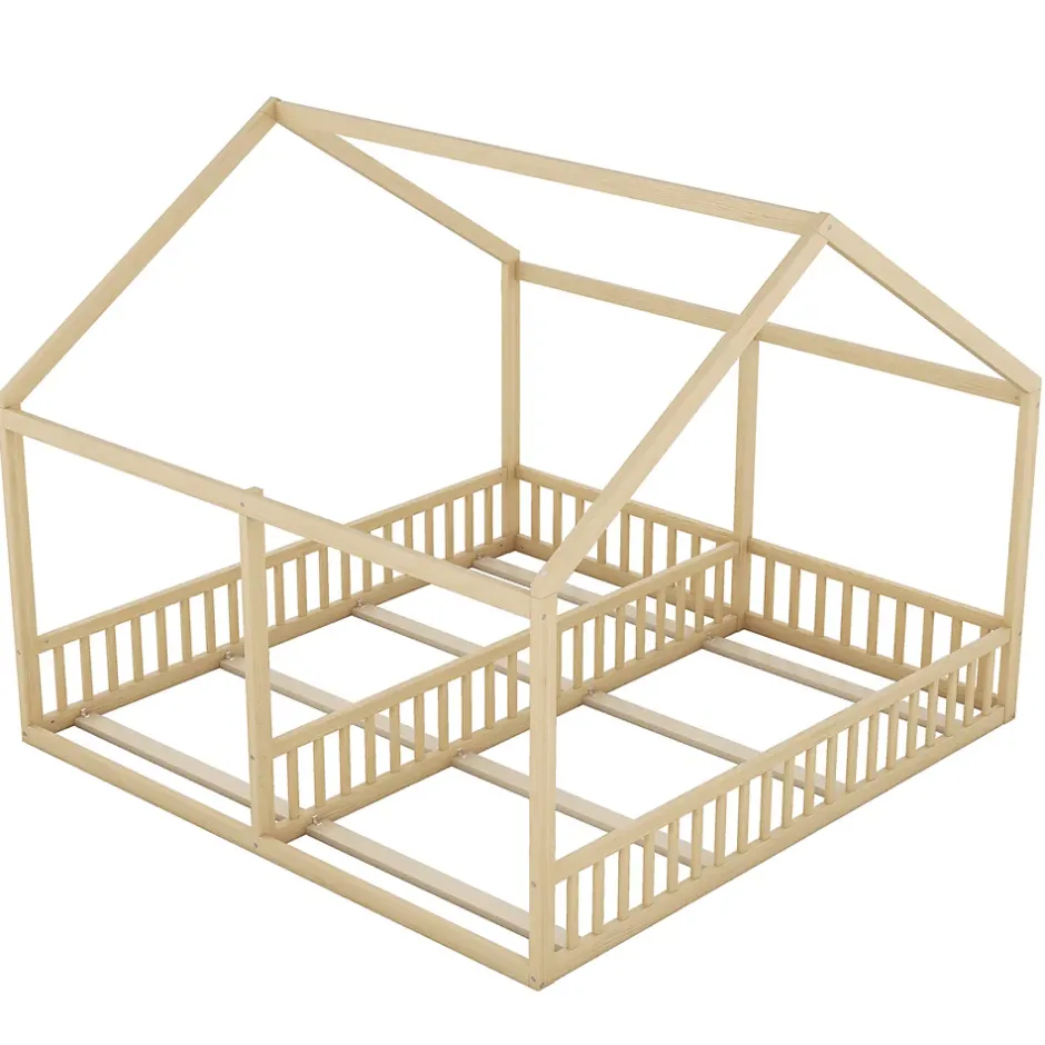 ProximaX Lit simple 90x200 cm modèle maison naturel, lit bas 2-en-1 pour enfants et adolescents, design ludique et multifonction Discount