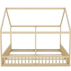 ProximaX Lit simple 90x200 cm modèle maison naturel, lit bas 2-en-1 pour enfants et adolescents, design ludique et multifonction Discount