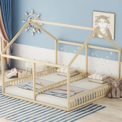 Enfant Blackcolors Lit simple 90X200 Lit plat Modèle d'appartement Couleur naturelle