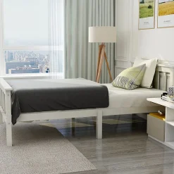 Blackcolors Lit Simple 90x200cm Bois Tête De Lit Pin Blanc
