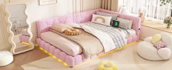 Fortuna lai Lit Simple 140x200cm, Canapé-Lit avec Éclairage Ambiant, USB, Typ-C, Rose Sale