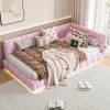 Fortuna lai Lit Simple 90x200cm, Canapé-Lit avec Éclairage Ambiant, USB, Typ-C, Rose Best