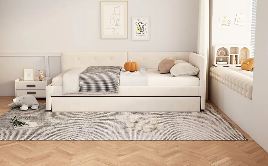 Fortuna lai Lit Simple 90x200cm, Canapé-Lit avec Lit Escamotable, Minimalisme, Gris Clearance