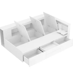 ModernLuxe Lit simple 90x200cm en bois massif - avec rangements multifonctions - Blanc Discount