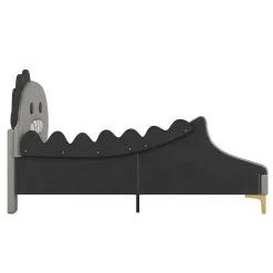 ProximaX Lit simple-Lit pour enfant 90 x 200 cm, forme de dinosaure de dessin animé, lit plat, matériau PU, gris Outlet