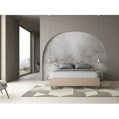 Ityhome Lit Sommier avec sommier capitonné 160x200 Azelia simili cuir gris tourterelle