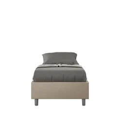Ityhome Lit Sommier avec sommier capitonné 80x210 Azelia simili cuir gris tourterelle New