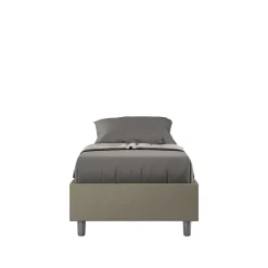 Ityhome Lit Sommier sans sommier capitonné 80x190 simili cuir cappuccino Azelia