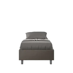 Ityhome Lit Sommier sans sommier capitonné 80x190 simili cuir cappuccino Azelia