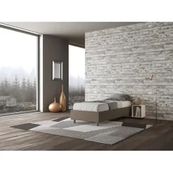 Ityhome Lit Sommier sans sommier capitonné 80x190 simili cuir cappuccino Azelia