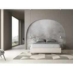 Ityhome Lit Sommier sans sommier capitonné 160x200 simili cuir Azelia blanc Outlet