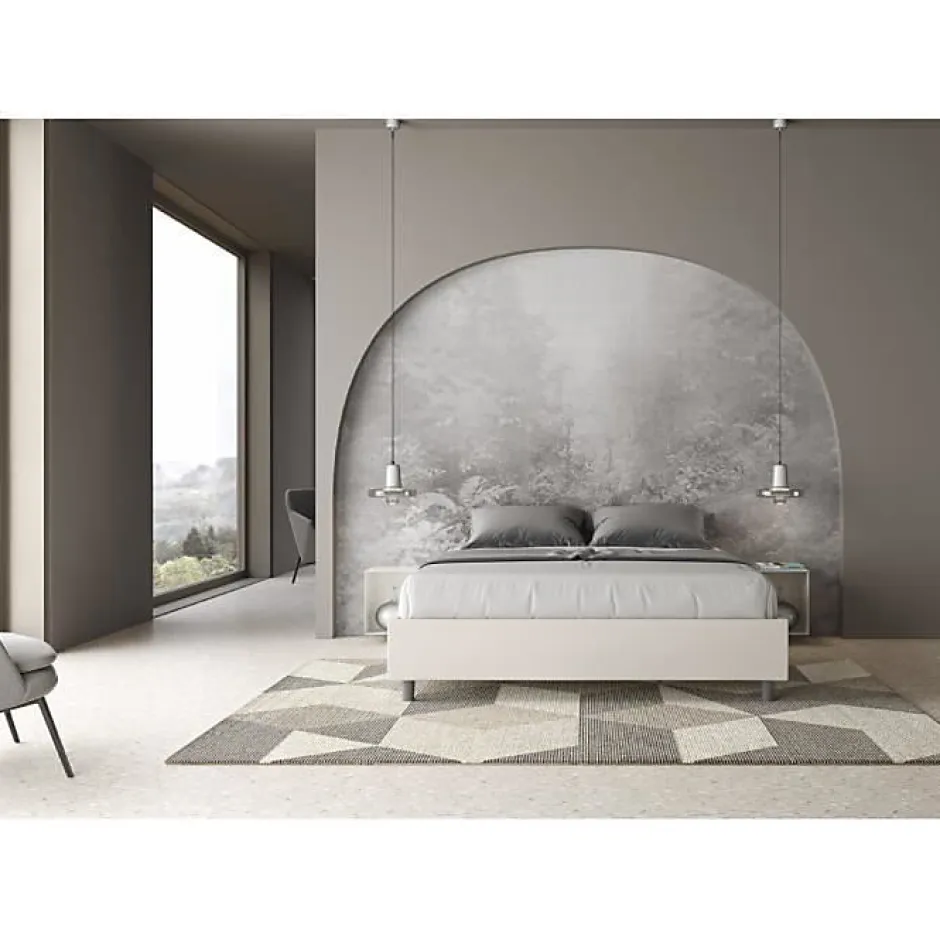 Ityhome Lit Sommier sans sommier capitonné 160x200 simili cuir Azelia blanc Outlet