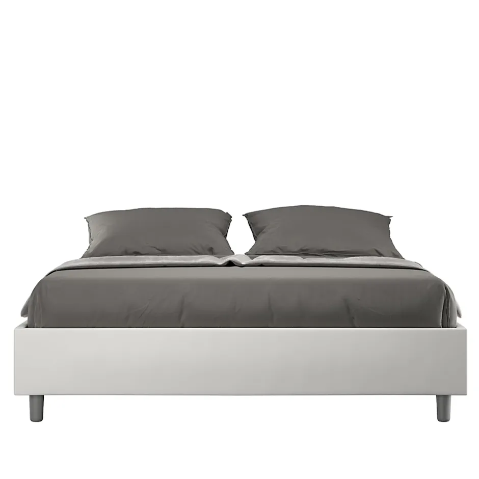 Ityhome Lit Sommier sans sommier capitonné 160x200 simili cuir Azelia blanc Outlet