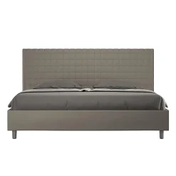 Ityhome Lit Sunny cappuccino en similicuir avec sommier rembourré 200x200