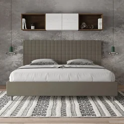 Ityhome Lit Sunny cappuccino en similicuir avec sommier rembourré 200x200