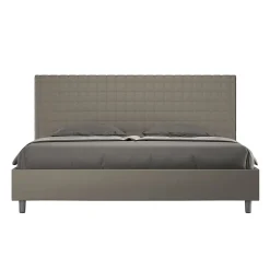 Ityhome Lit Sunny cappuccino en similicuir avec sommier tapissé 200x210